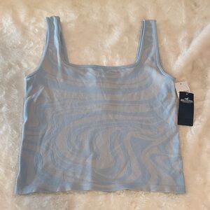 Hollister Blue Swirl Print Ribbed Stretch Tank Top